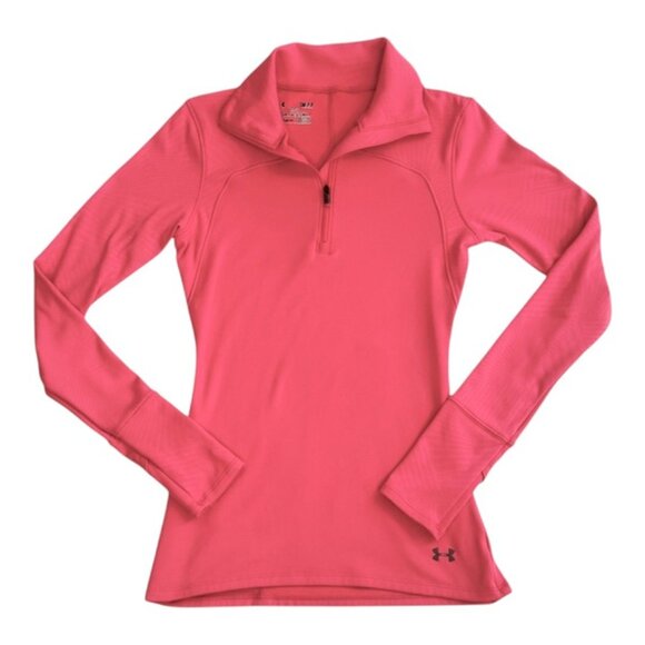 Under Armour Women's Cold Gear Long Sleeve Half Zip Top! Size Small, Pink, EUC! - Picture 1 of 6